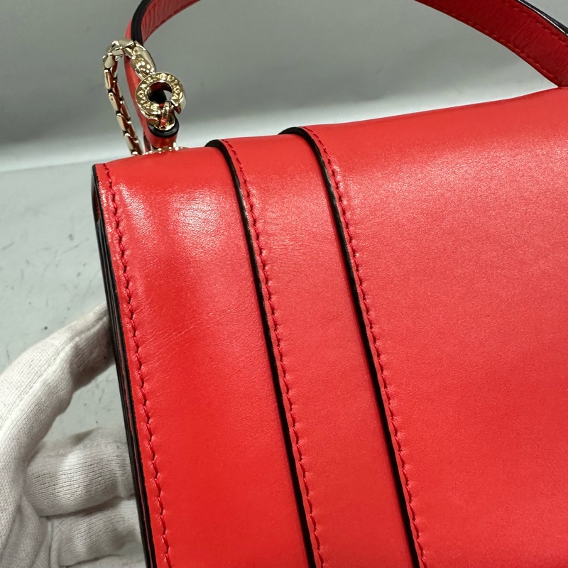 Bvlgari 櫻桃牛皮蛇頭凱莉包 Kelly 斜背包-17