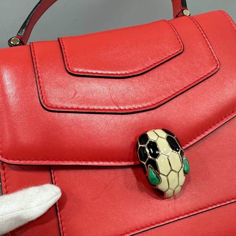 Bvlgari 櫻桃牛皮蛇頭凱莉包 Kelly 斜背包-33