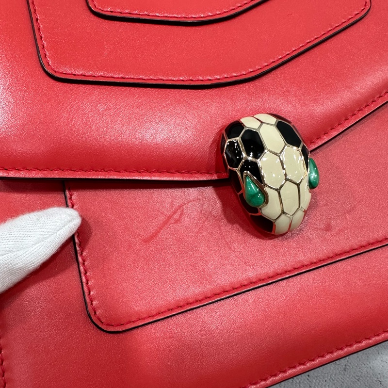 Bvlgari 櫻桃牛皮蛇頭凱莉包 Kelly 斜背包-34