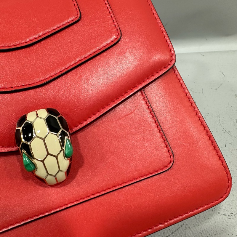 Bvlgari 櫻桃牛皮蛇頭凱莉包 Kelly 斜背包-35