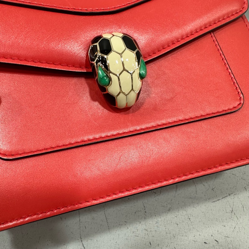 Bvlgari 櫻桃牛皮蛇頭凱莉包 Kelly 斜背包-37