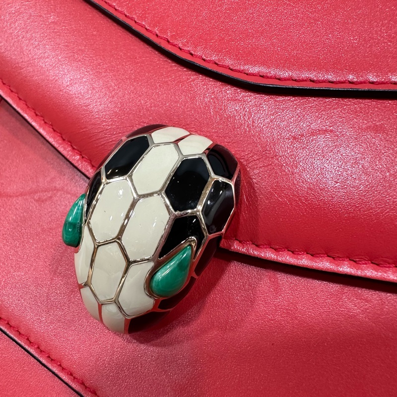 Bvlgari 櫻桃牛皮蛇頭凱莉包 Kelly 斜背包-41