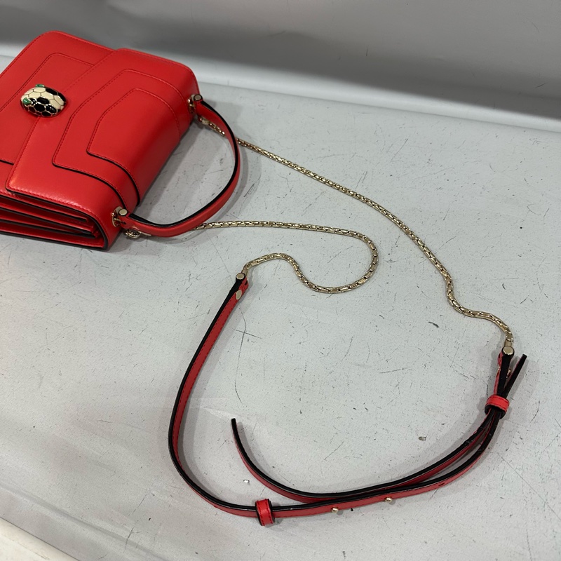 Bvlgari 櫻桃牛皮蛇頭凱莉包 Kelly 斜背包-60