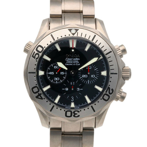 歐米茄海馬系列專業男士鈦金屬自動腕錶，78029XXX，已翻新拋光，歐米茄計時碼錶，美洲杯帆船賽