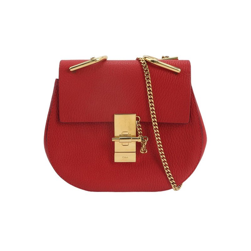 Chloe Drew小豬包迷你牛皮純色珠寶鎖斜挎包單肩包-0