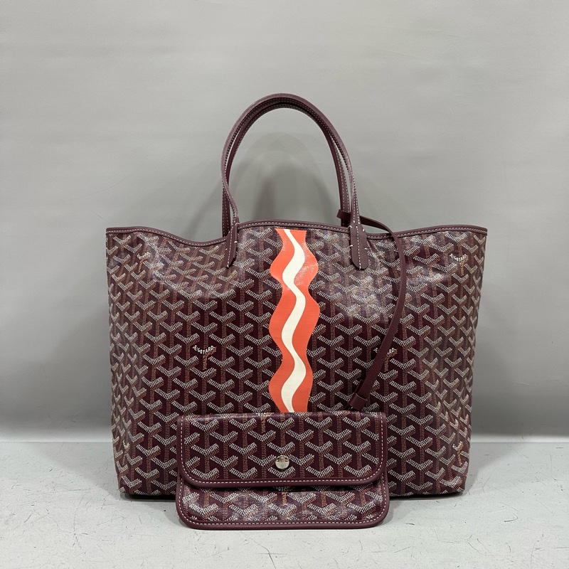 Goyard 老花紅白波浪托特包 子母包-0