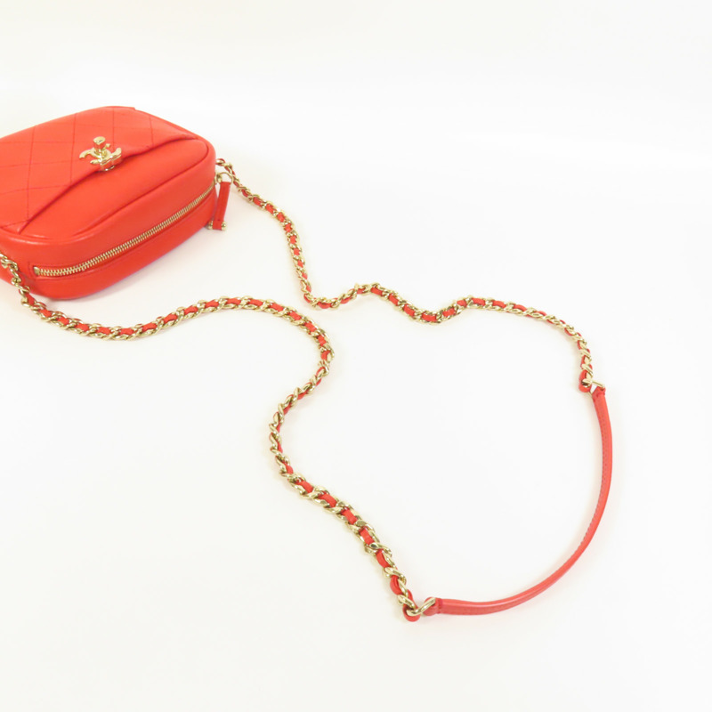 CHANEL 牛皮皮革Shoulder Bag金扣鏈帶肩背袋-4