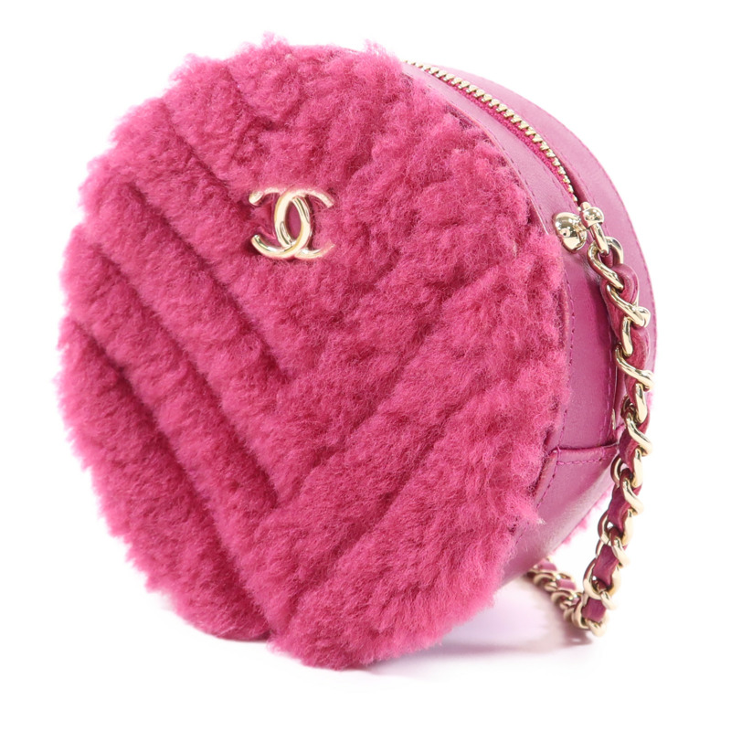 CHANEL 羊毛/牛皮皮革Chain Shoulder Bag金扣鏈帶肩背袋-2