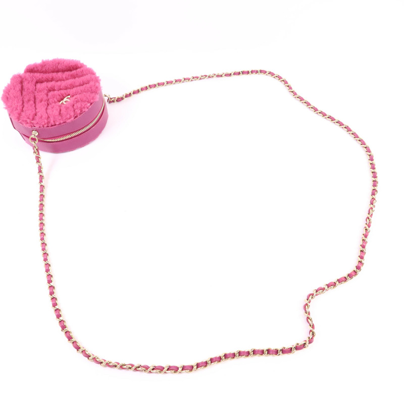 CHANEL 羊毛/牛皮皮革Chain Shoulder Bag金扣鏈帶肩背袋-4