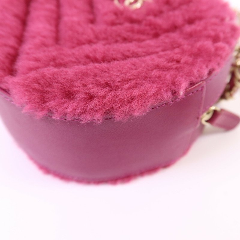 CHANEL 羊毛/牛皮皮革Chain Shoulder Bag金扣鏈帶肩背袋-11