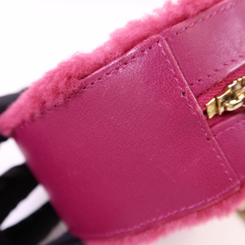 CHANEL 羊毛/牛皮皮革Chain Shoulder Bag金扣鏈帶肩背袋-17