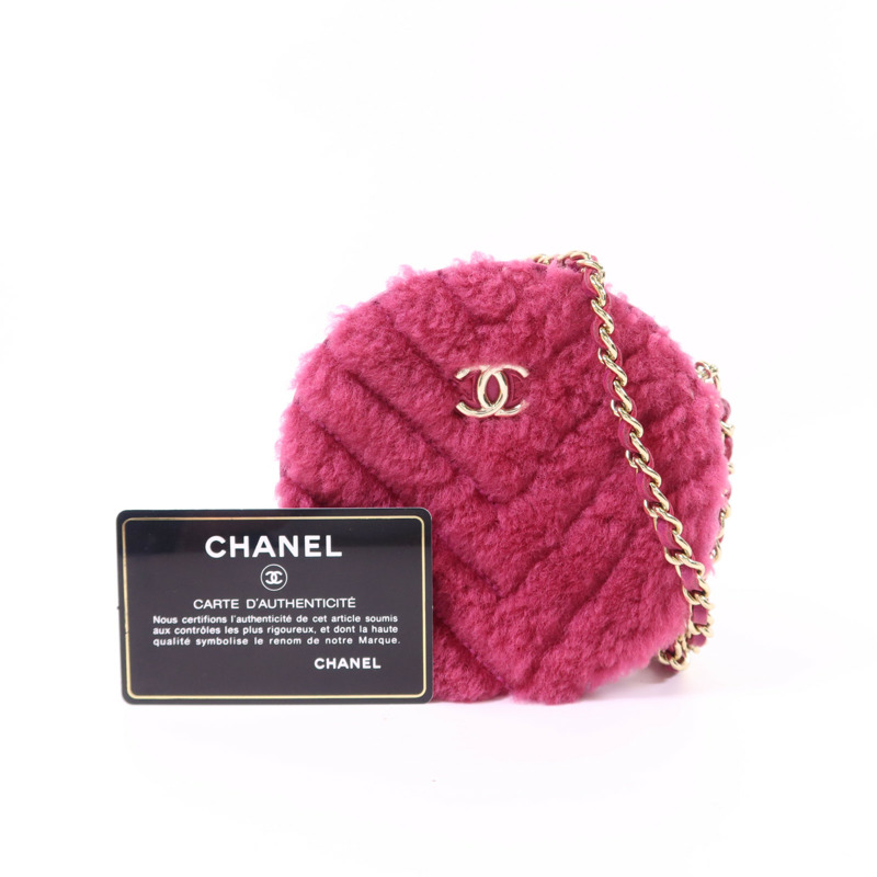 CHANEL 羊毛/牛皮皮革Chain Shoulder Bag金扣鏈帶肩背袋-18