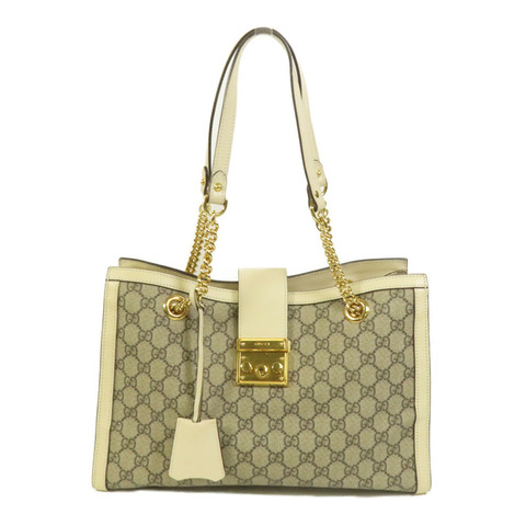 GUCCI 塗層帆布Padlock GG金扣肩背袋