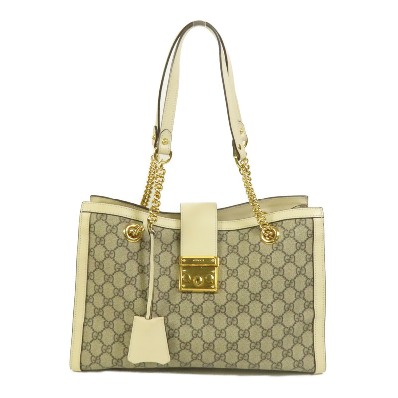 GUCCI 塗層帆布Padlock GG金扣肩背袋-0