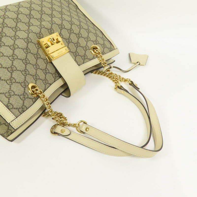 GUCCI 塗層帆布Padlock GG金扣肩背袋-5