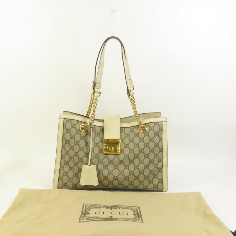 GUCCI 塗層帆布Padlock GG金扣肩背袋-11