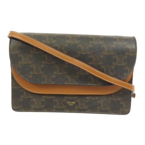 CELINE 塗層帆布Wallet On Strap肩背袋