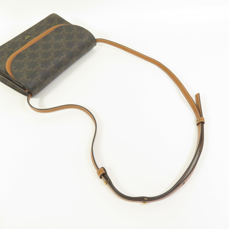 CELINE 塗層帆布Wallet On Strap肩背袋-4