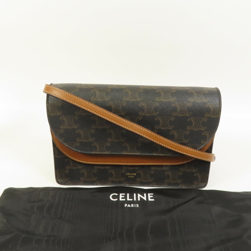 CELINE 塗層帆布Wallet On Strap肩背袋-9