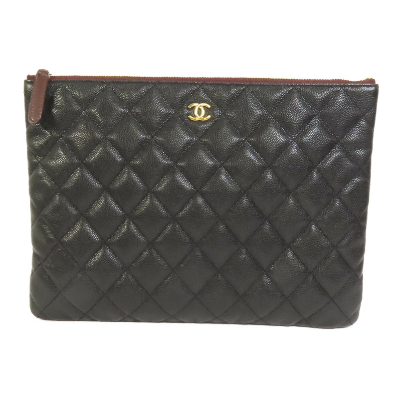 CHANEL 牛皮皮革Classic Zipped Pouch金扣手拿包-0