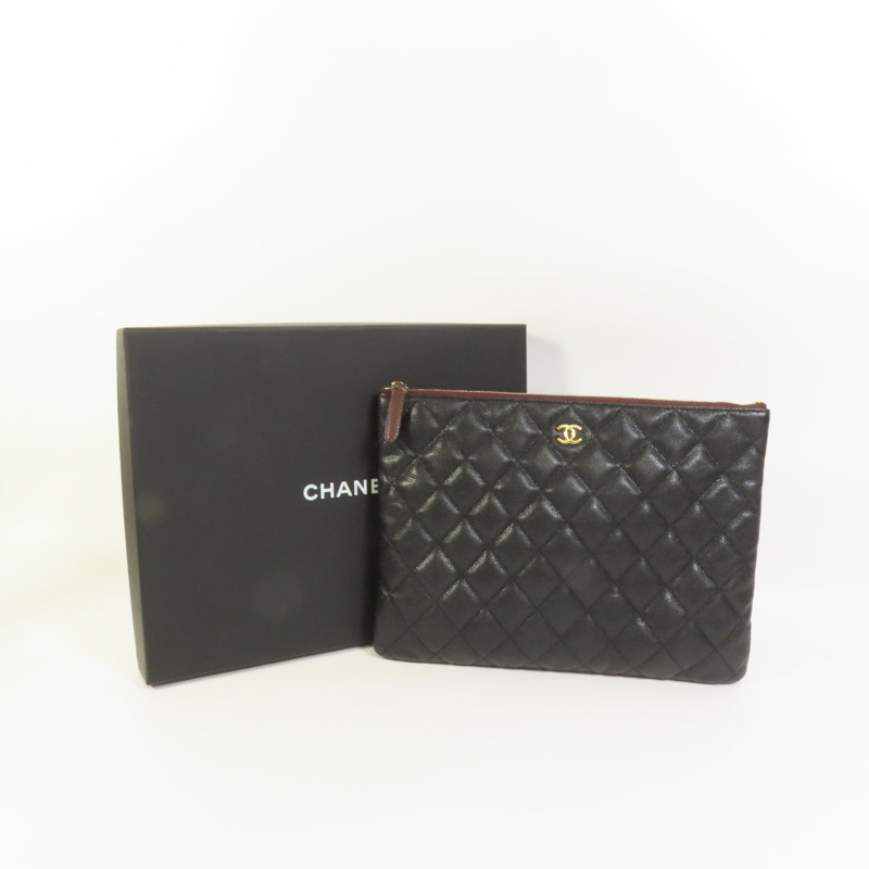 CHANEL 牛皮皮革Classic Zipped Pouch金扣手拿包-9