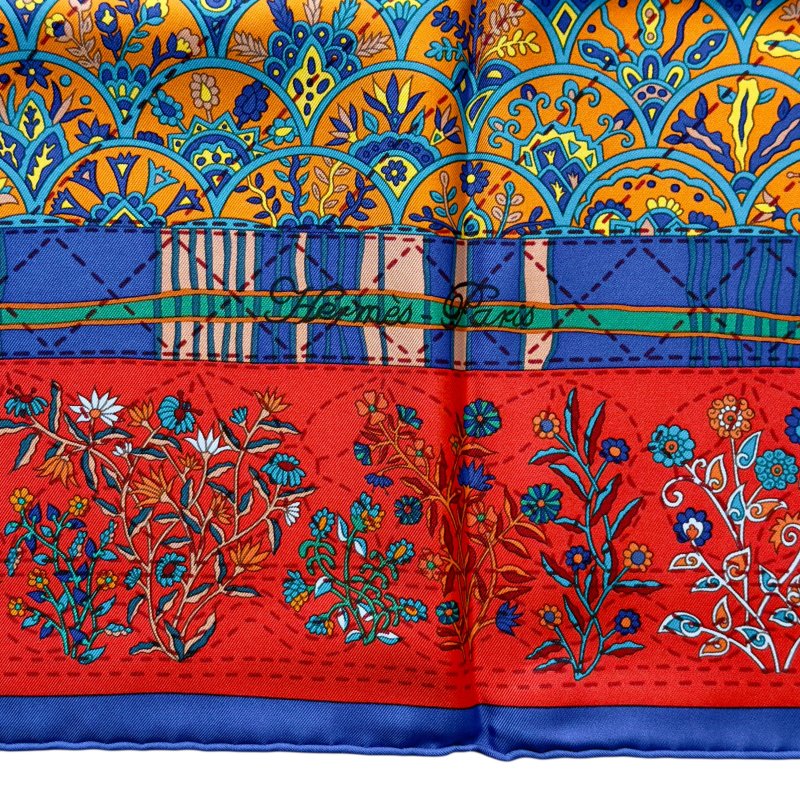 HERMES Pique Fleuri De Province 90 普羅旺斯花海 絲巾-6