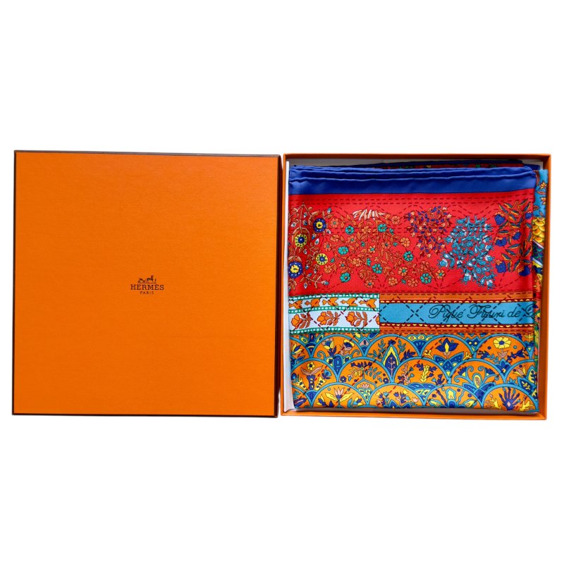 HERMES Pique Fleuri De Province 90 普羅旺斯花海 絲巾-9