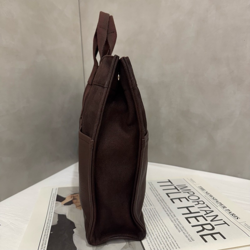 Hermès 帆布拼皮革手提包-1