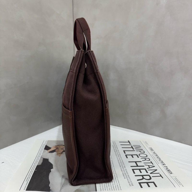 Hermès 帆布拼皮革手提包-2