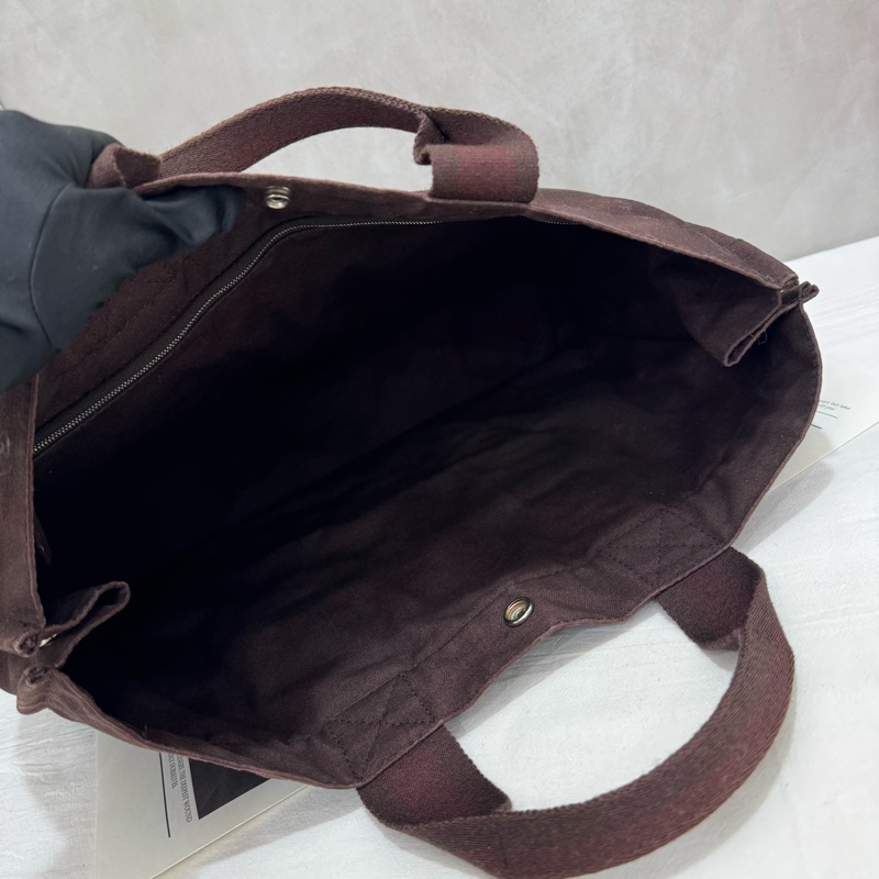 Hermès 帆布拼皮革手提包-9