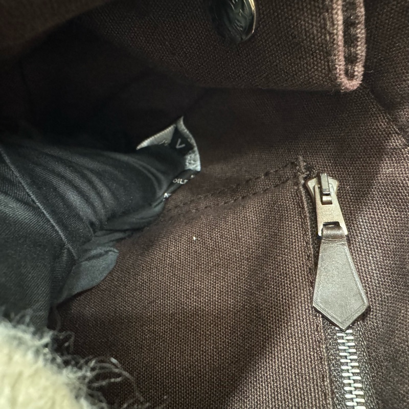 Hermès 帆布拼皮革手提包-12