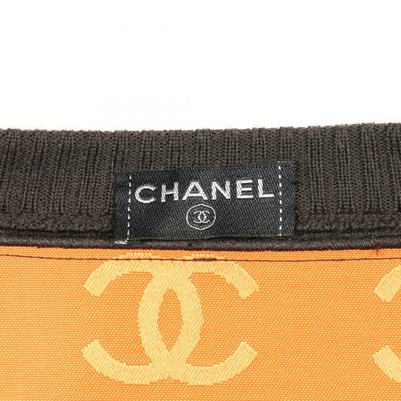 香奈兒 COCO 標誌針織毛衣 #42 P26639 V01969 羊毛 棕色米色 二手 女士-2