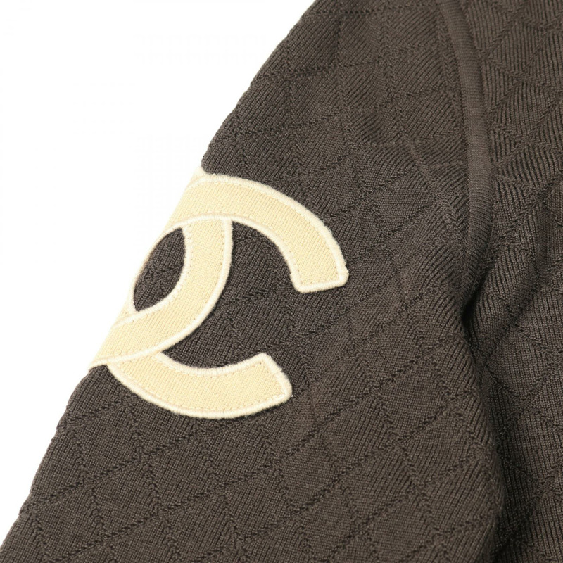 香奈兒 COCO 標誌針織毛衣 #42 P26639 V01969 羊毛 棕色米色 二手 女士-6