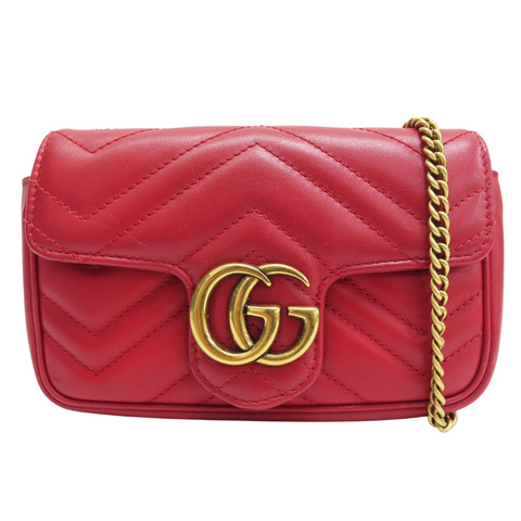 紅色 牛皮 GG Marmont 肩背包【GUCCI 古馳】 476433