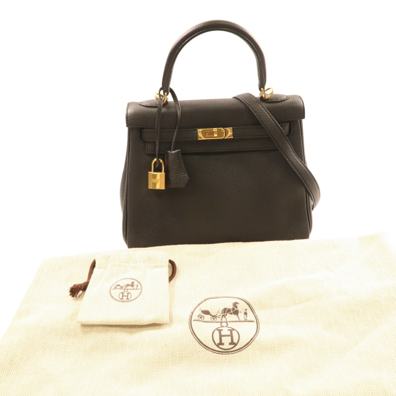 黑色 Togo牛革 Kelly 25 凱莉包 两用包 D刻 金扣【HERMES 愛馬仕】-4