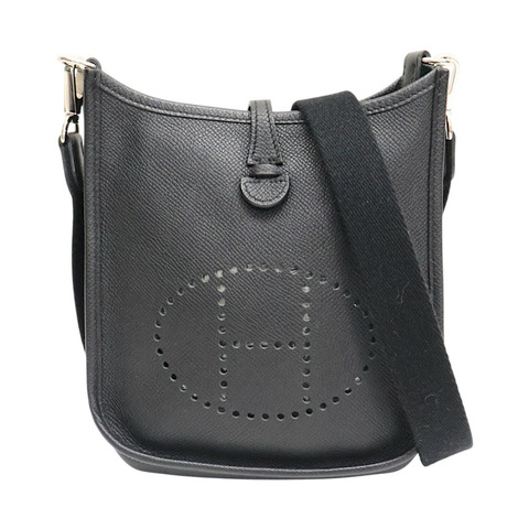 黑色 Epsom牛皮 Mini Evelyne 肩背包 A刻 銀扣【HERMES 愛馬仕】