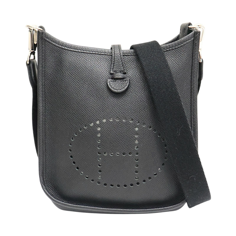 黑色 Epsom牛皮 Mini Evelyne 肩背包 A刻 銀扣【HERMES 愛馬仕】-0