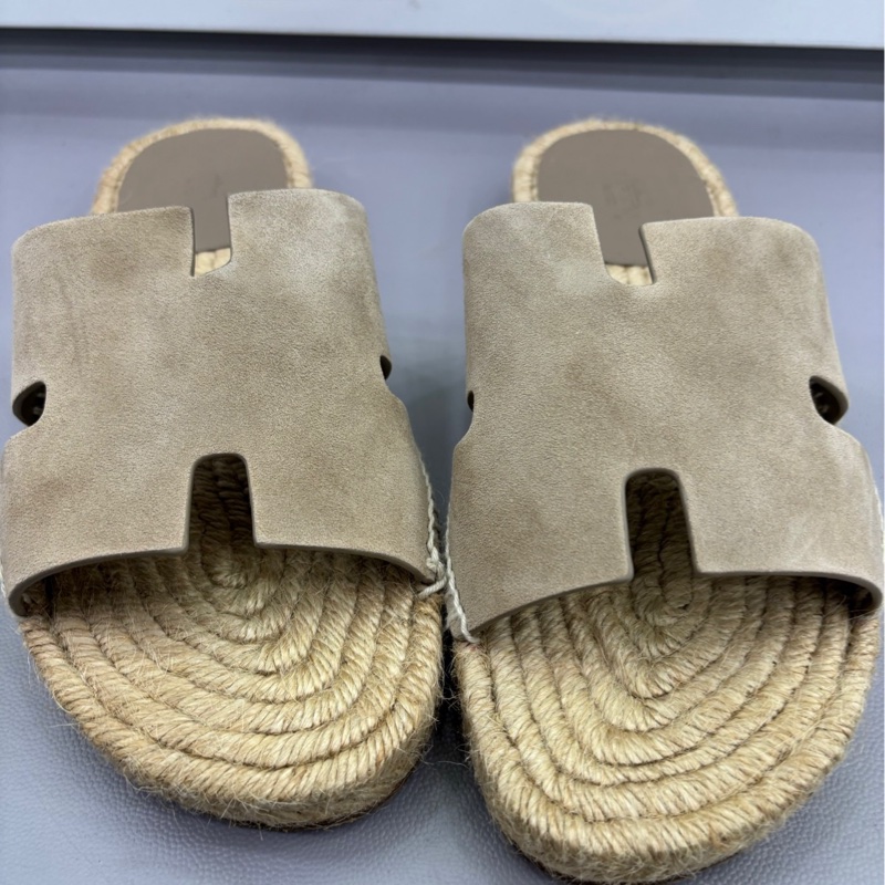 Hermes 愛馬仕 antigua草編底H拖鞋39碼 男女同款-2