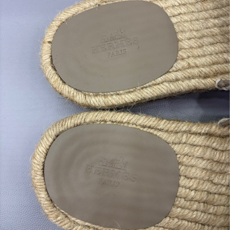 Hermes 愛馬仕 antigua草編底H拖鞋39碼 男女同款-4