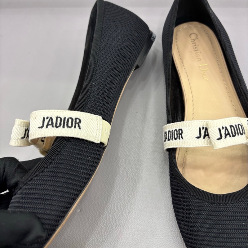 Dior芭蕾單鞋 迪奧 J'Adior 緞帶蝴蝶結黑色芭蕾舞平底鞋 37.5碼-3