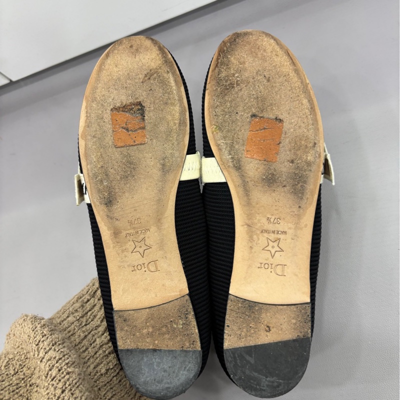 Dior芭蕾單鞋 迪奧 J'Adior 緞帶蝴蝶結黑色芭蕾舞平底鞋 37.5碼-4