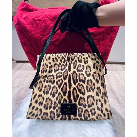 💕Valentino Garavani 豹紋 馬毛 真皮手提包/肩背包 9.5成新美品