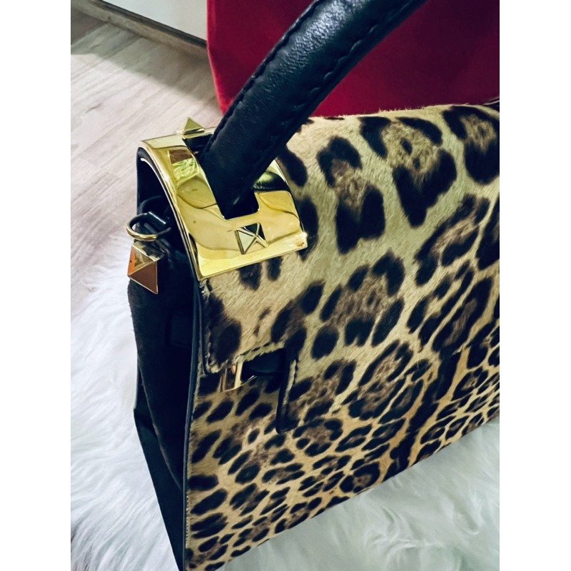 💕Valentino Garavani 豹紋 馬毛 真皮手提包/肩背包 9.5成新美品-2