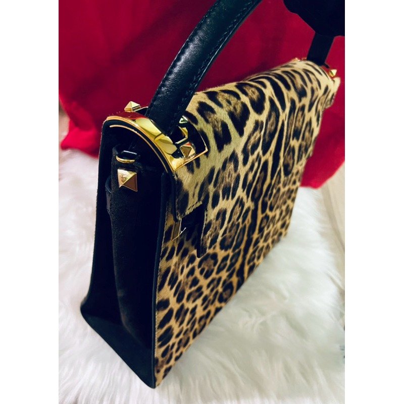 💕Valentino Garavani 豹紋 馬毛 真皮手提包/肩背包 9.5成新美品-3