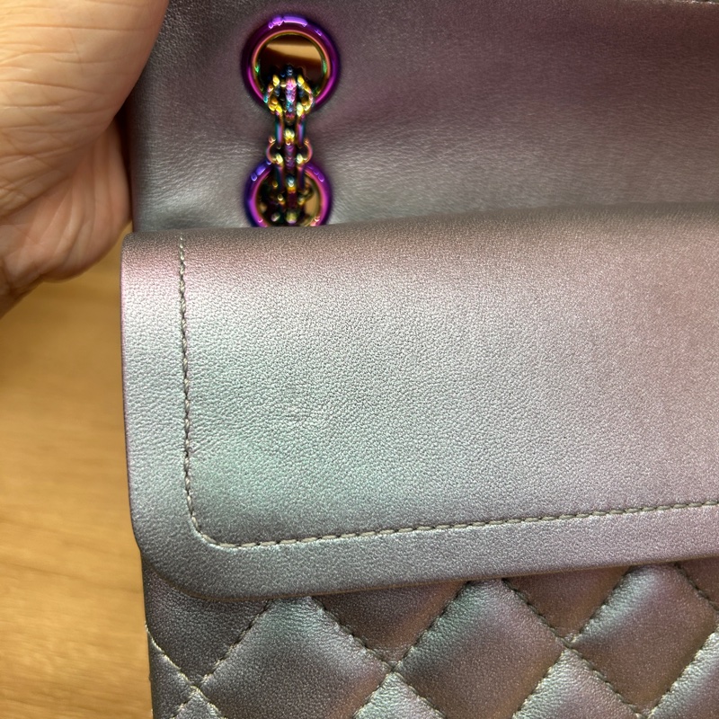Chanel 幻彩珠光紫牛皮2.55肩斜背包-9