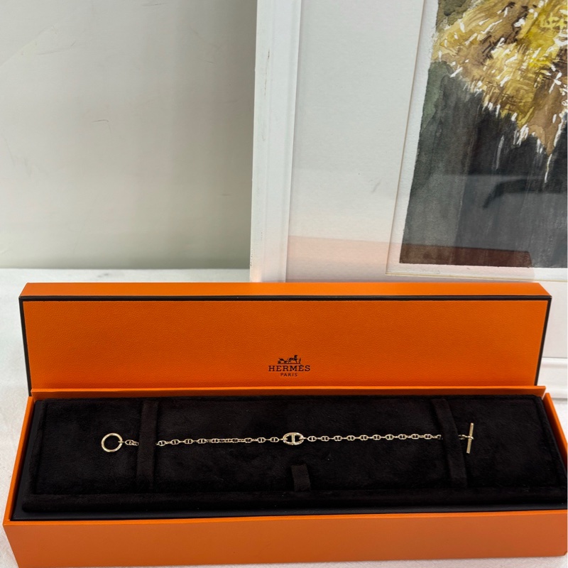 愛馬仕/Hermes 18K玫瑰金 豬鼻子手鍊 XS號-0