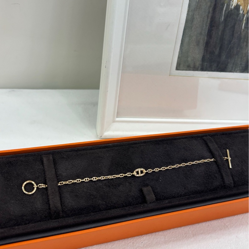 愛馬仕/Hermes 18K玫瑰金 豬鼻子手鍊 XS號-1