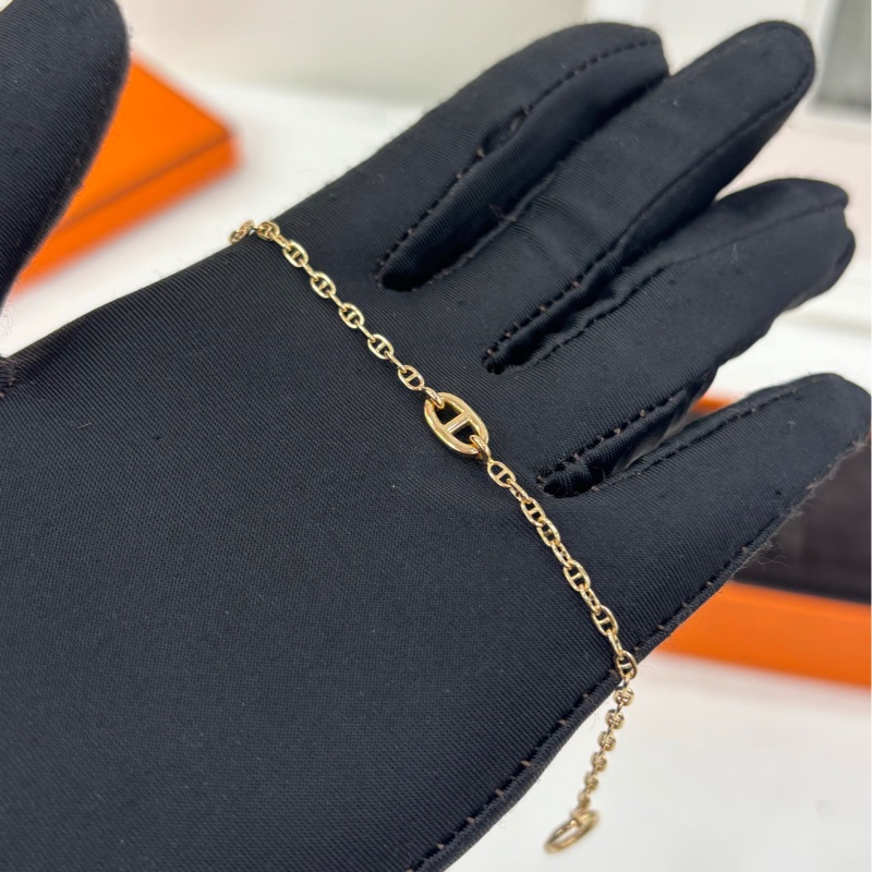 愛馬仕/Hermes 18K玫瑰金 豬鼻子手鍊 XS號-2