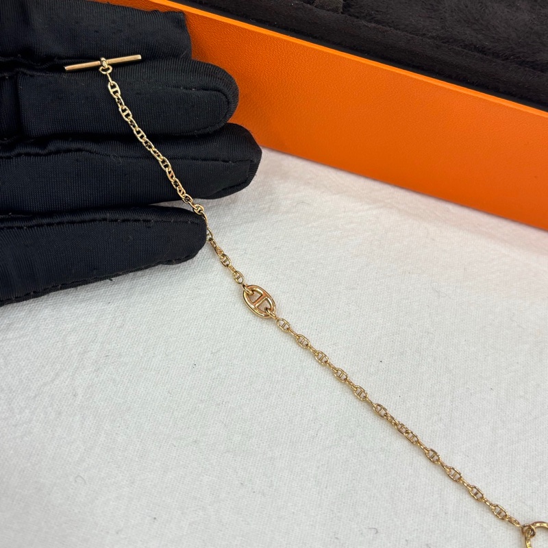 愛馬仕/Hermes 18K玫瑰金 豬鼻子手鍊 XS號-3