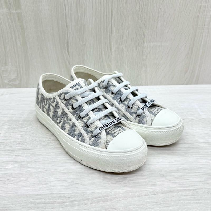 DIOR灰色緹花刺繡Walkn帆布球鞋-0